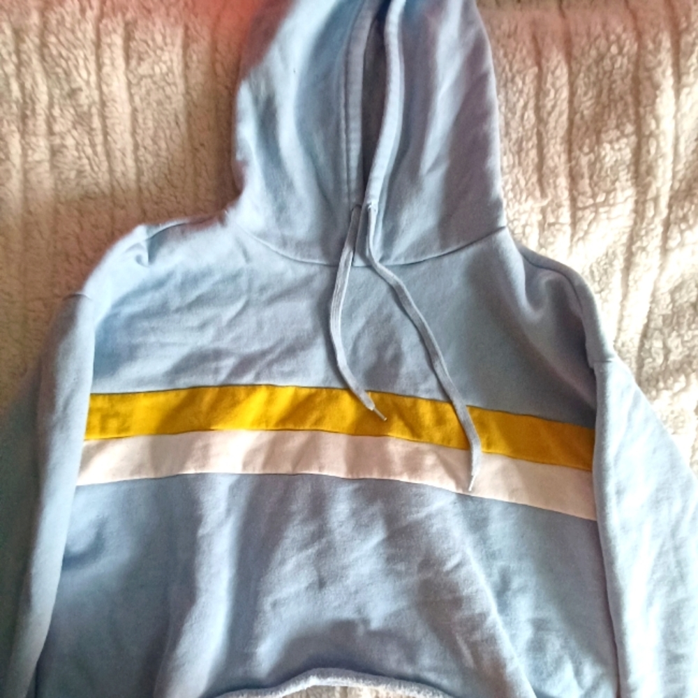 Forever 21 Cropped Sweatshirt Hoddie Blue/Striped